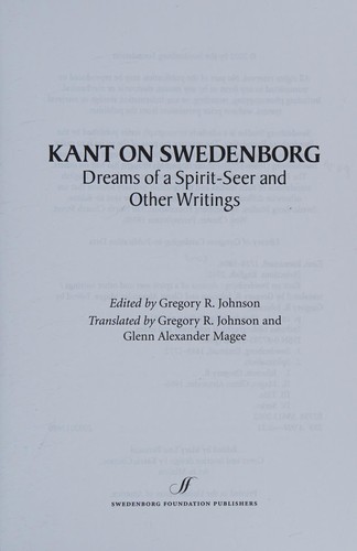 Immanuel Kant: Kant on Swedenborg (Paperback, 2002, Swedenborg Foundation, Swedenborg Foundation, Incorporated)