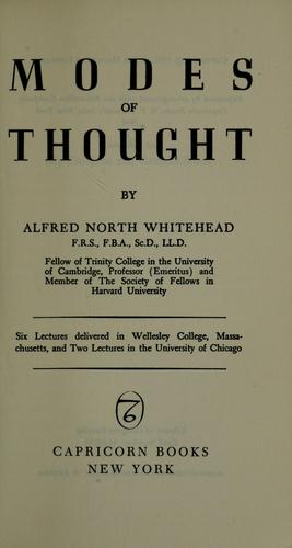 Alfred North Whitehead: Modes of thought (1938, Capricorn Books)