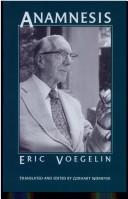 Eric Voegelin: Anamnesis (1990, University of Missouri Press)