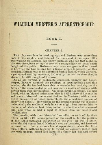 Johann Wolfgang von Goethe: Wilhelm Meister's apprenticeship and travels (1881, American Book Exchange)