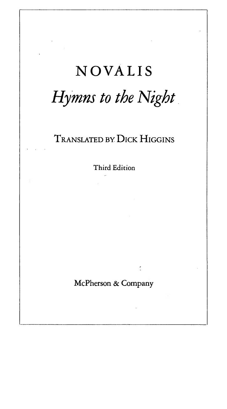 Novalis: Hymns to the Night (1978, Treacle Press)